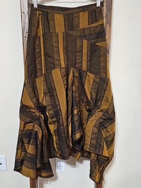 Hanna For La Journee Asymmetrical Patchwork Midi Skirt
